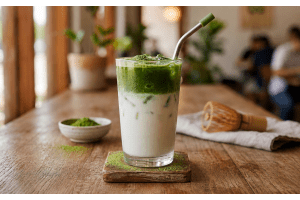 Recept på iced matchalatte: kall, krämig och enkel att göra