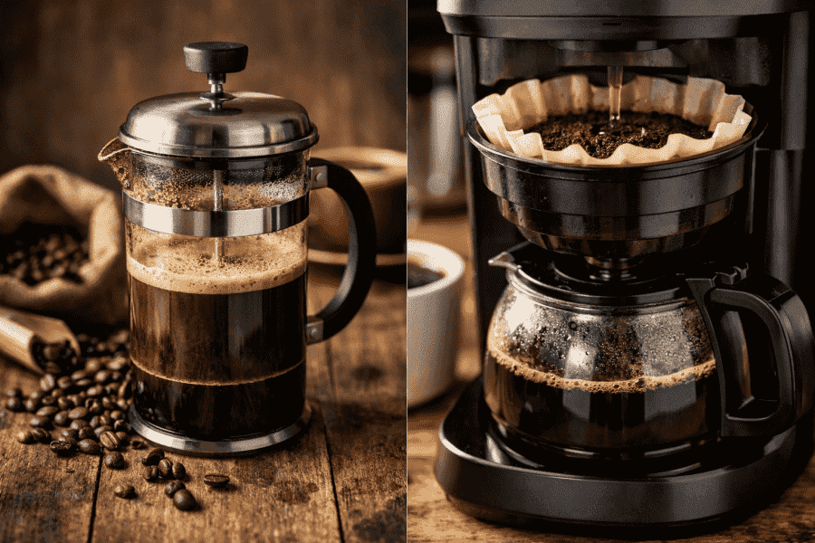 Vad är skillnaden mellan fransk press och bryggkaffe?