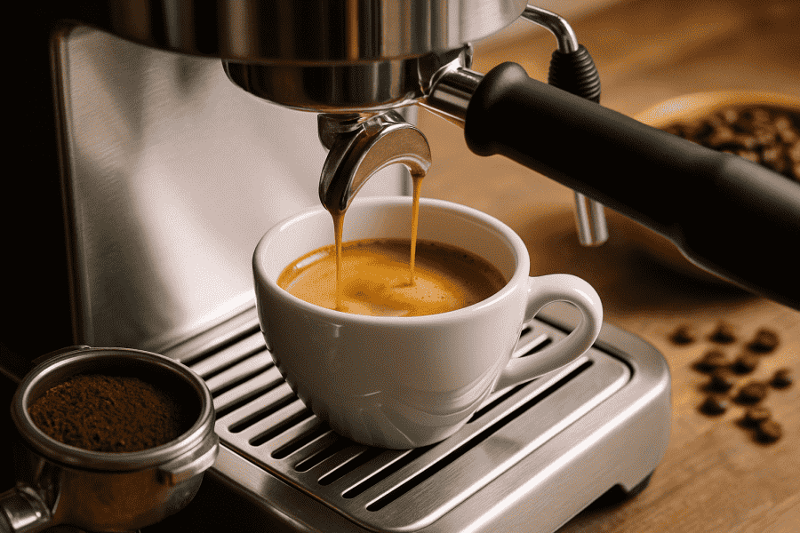 Vägning av kaffe till espresso