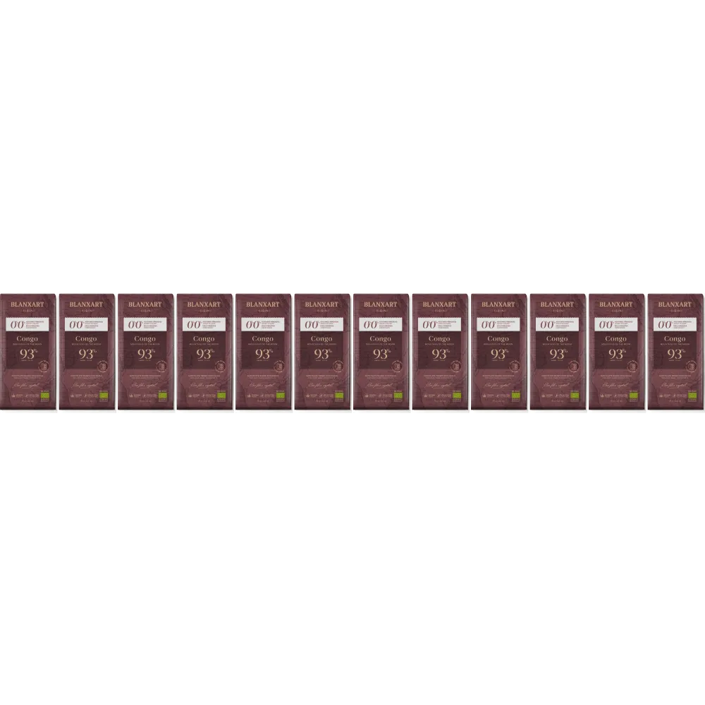 Blanxart - Kongo 0,0% tillsatt socker - 12 x 93% mörk choklad (ekologisk)