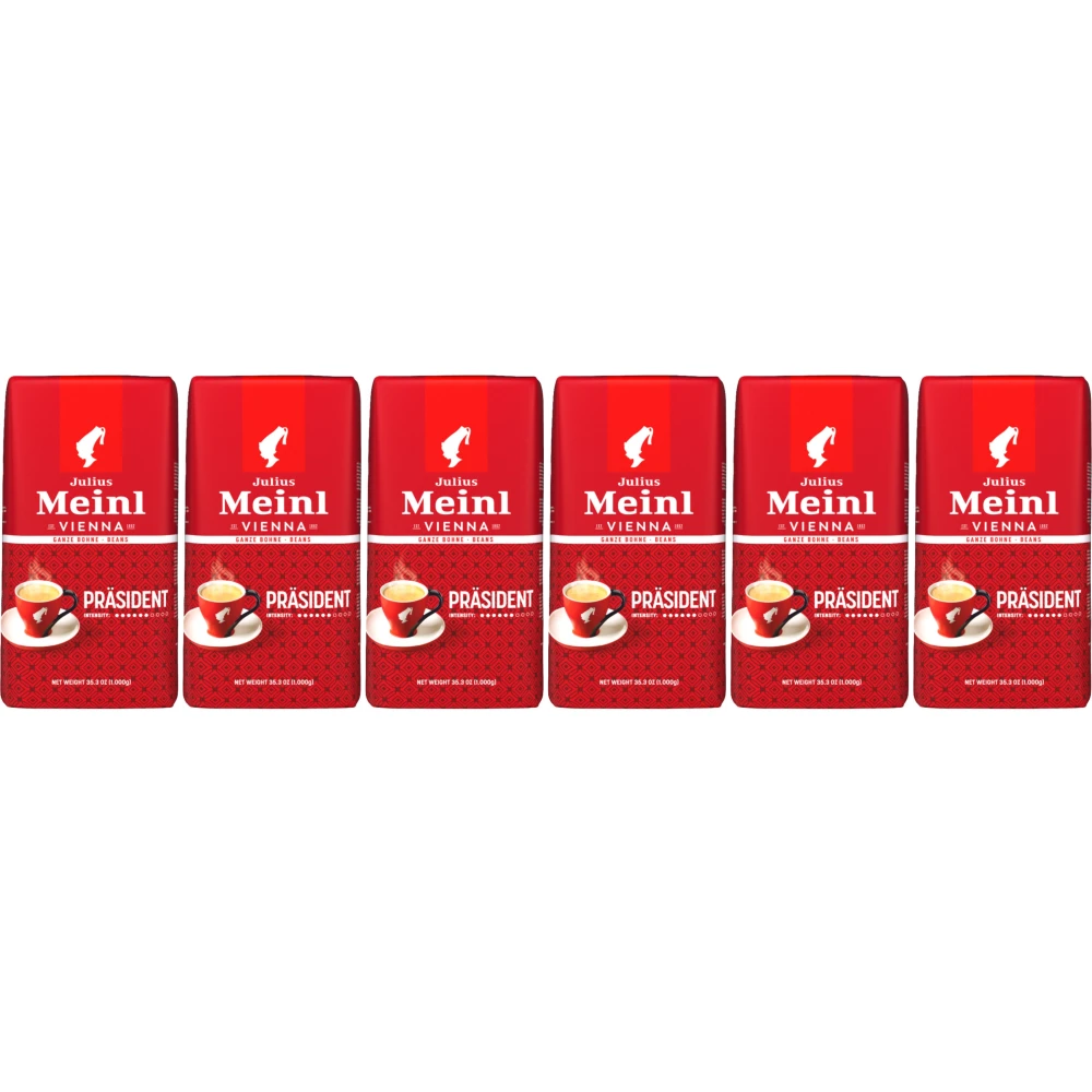 Julius Meinl Präsident - kaffebönor - 6 x 1 kg