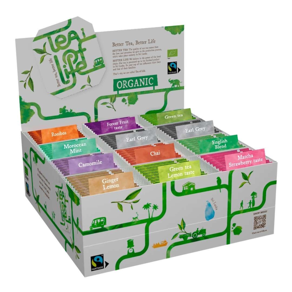 Sortimentsdisplay - ekologiskt och Fairtrade - Tea of Life - 120 tepåsar