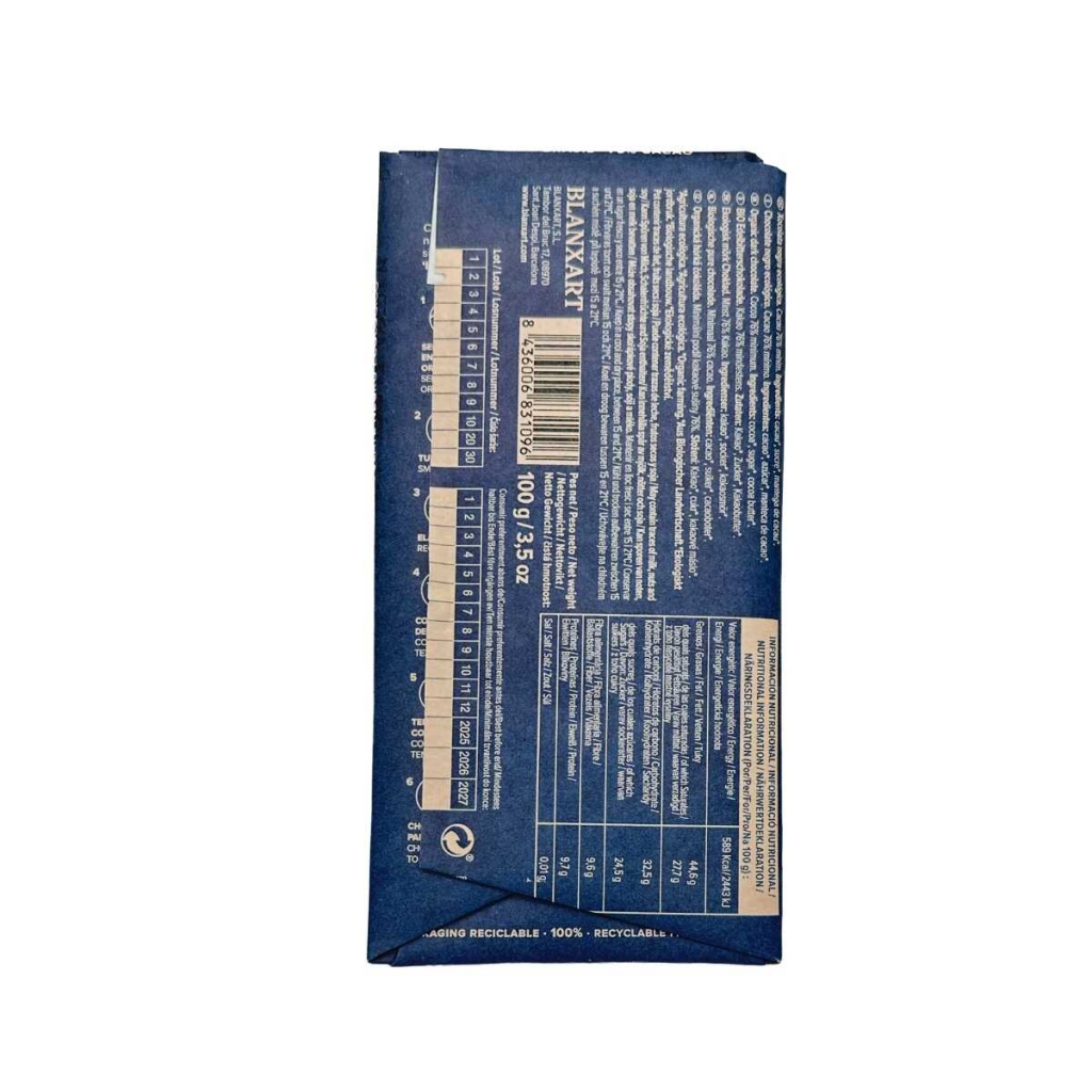 En vegansk och glutenfri kaka mörk choklad från Brasilien med 76 % kakao