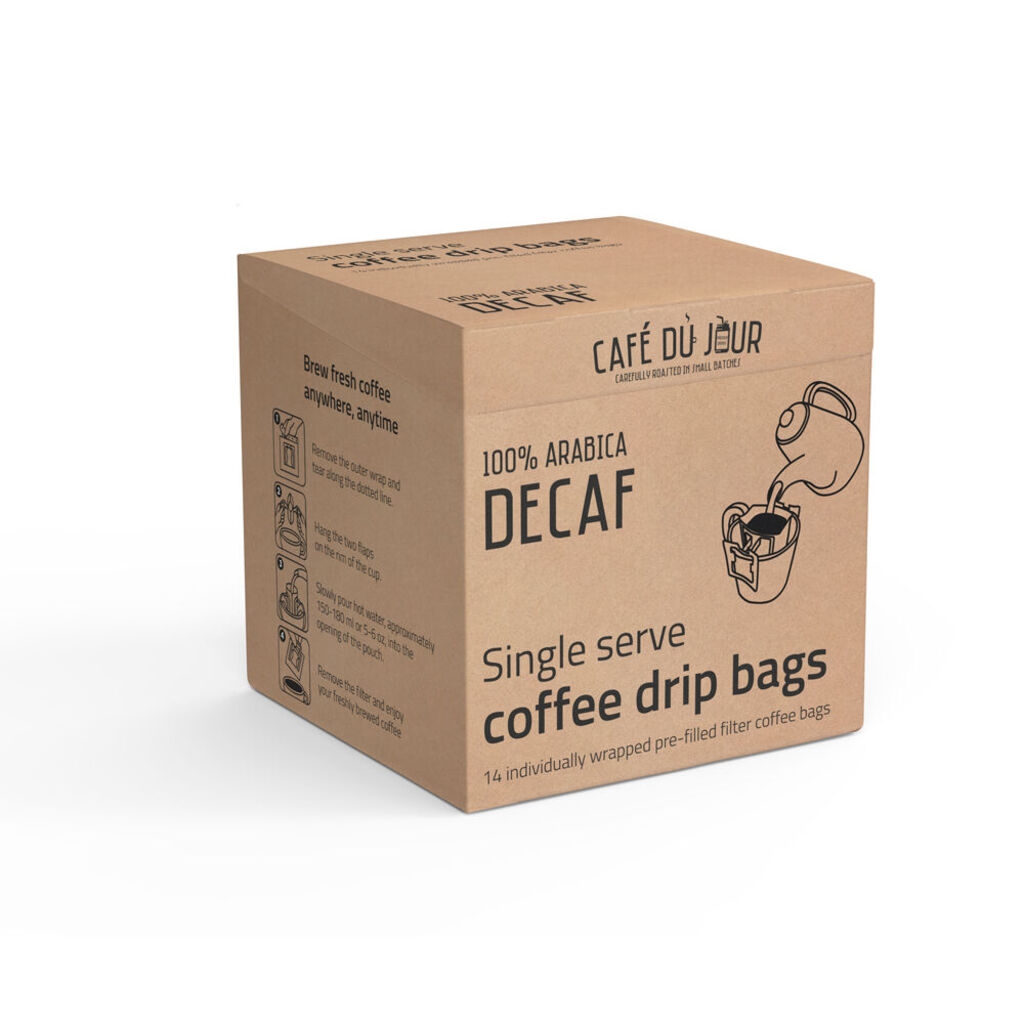 100% arabica Koffeinfri - Single Serve Coffee Drip Bags - 14 st