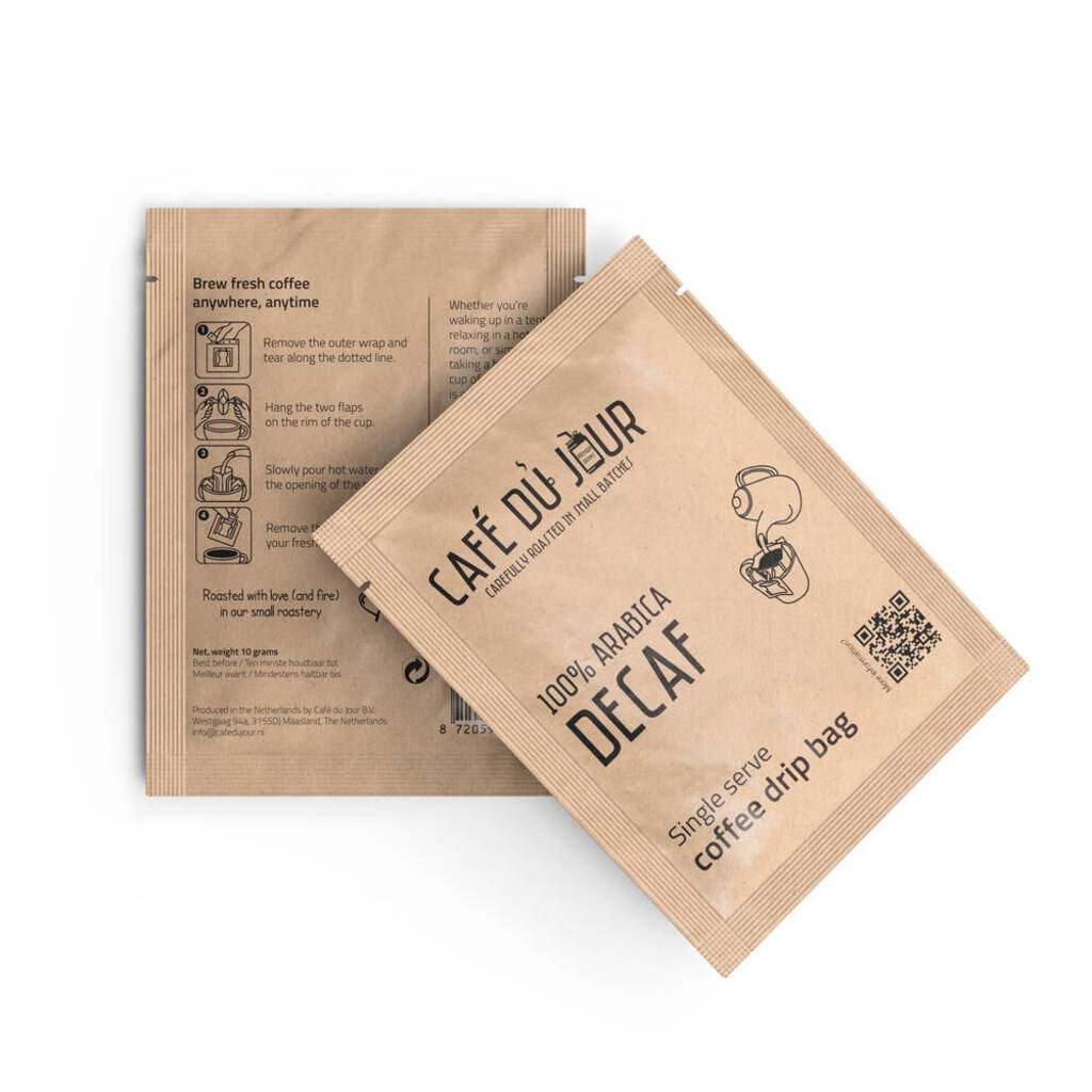 100% arabica Koffeinfri - Single Serve Coffee Drip Bags - 14 st