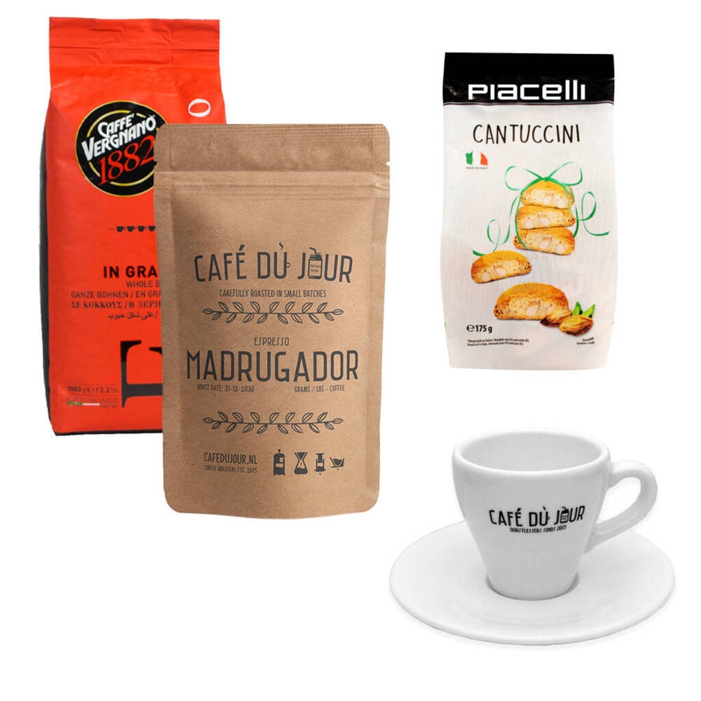 Startpaket - Espresso kwartiertje - tillbehör och 2 kg kaffebönor