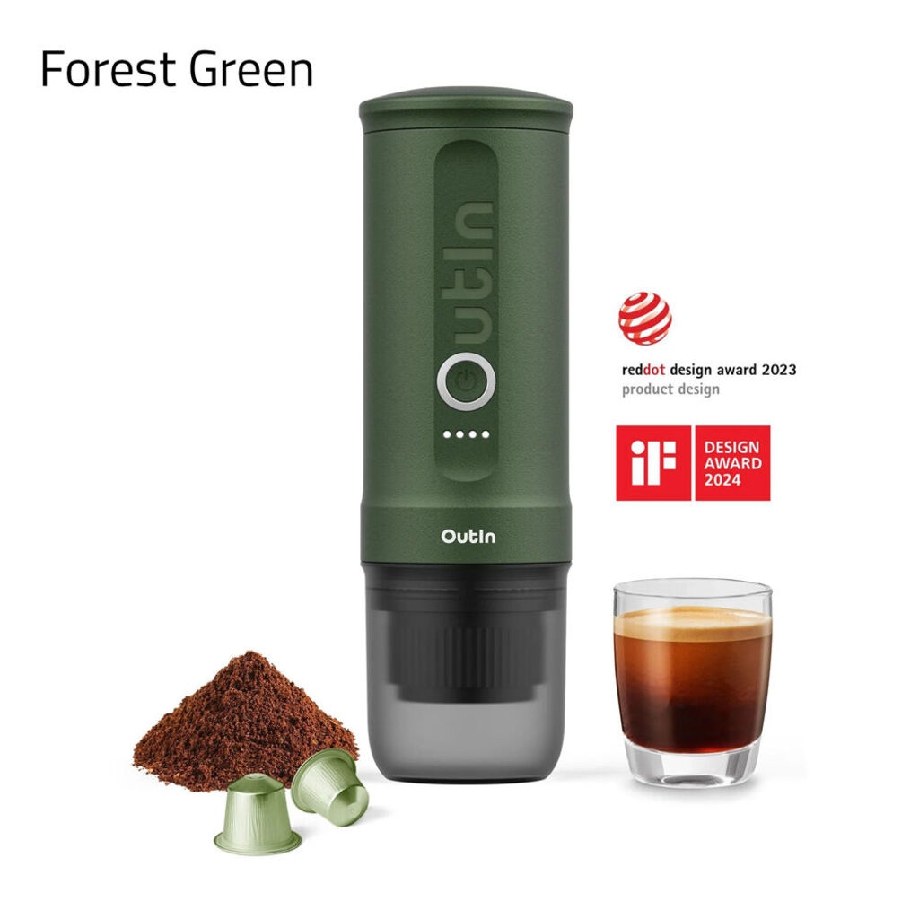 Outin Nano - bärbar elektrisk espressomaskin - kapslar & malet kaffe