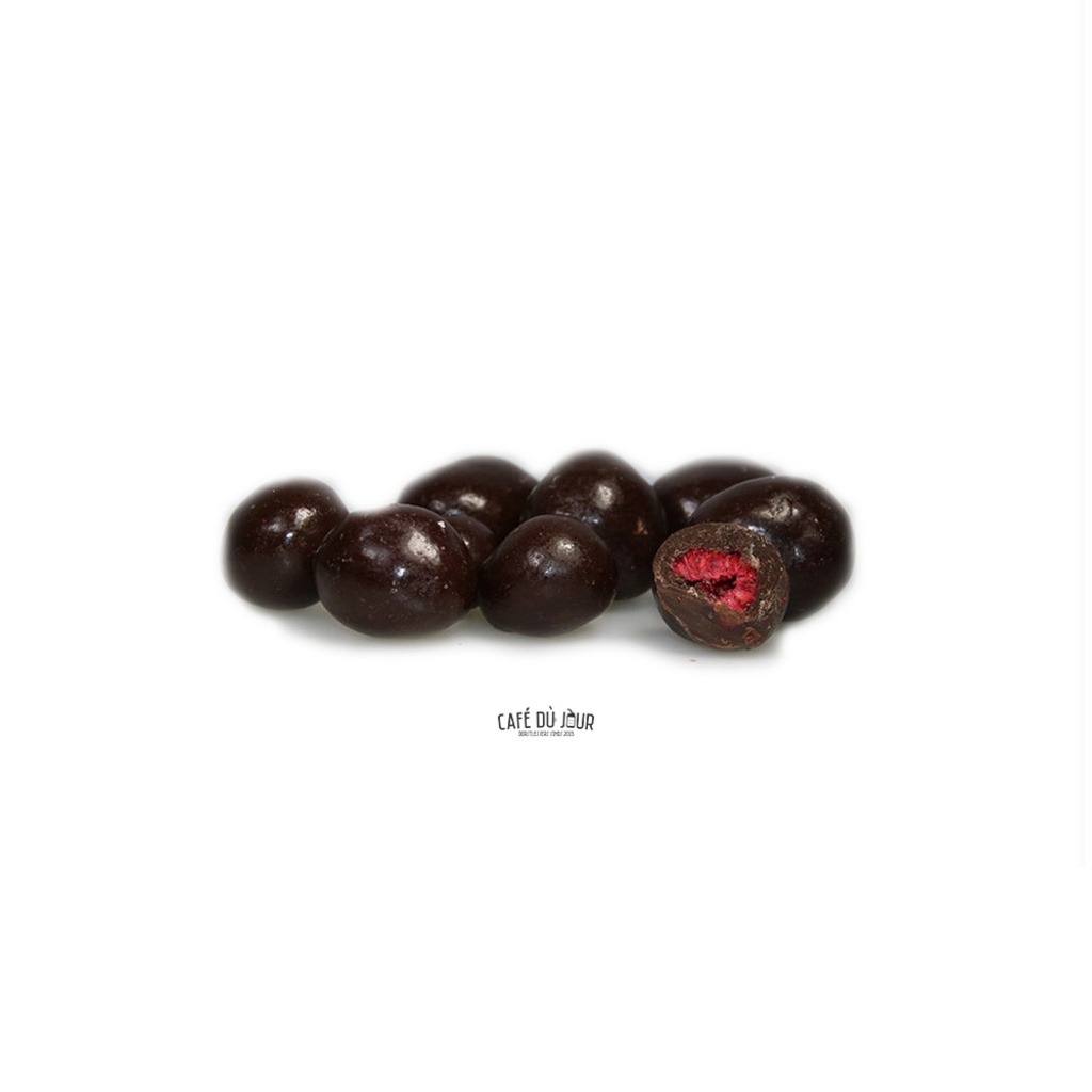 Hallon i mörk choklad 250 g