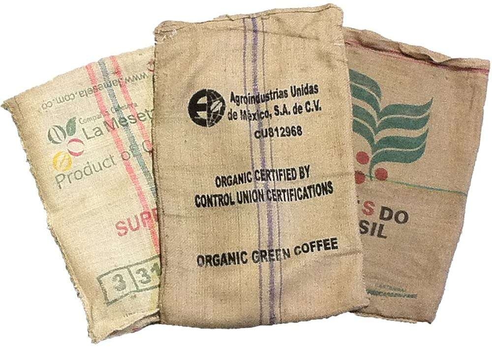 Begagnade kaffesäckar i jute (10 st)