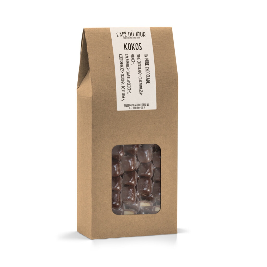 Kokosbitar i mörk choklad 250 g