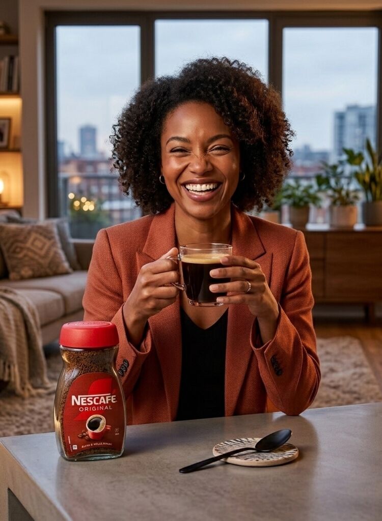 Person som njuter av sitt snabbkaffe från Nestlé, 200 g
