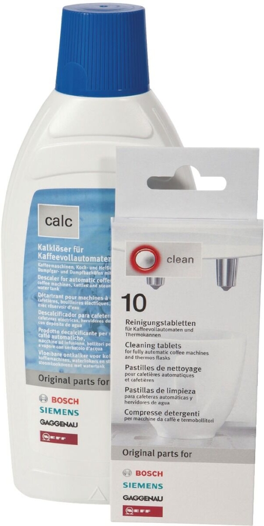 Underhållskit för Siemens/Bosch kaffemaskin - 10 tabletter / 500 ml avkalkningsmedel