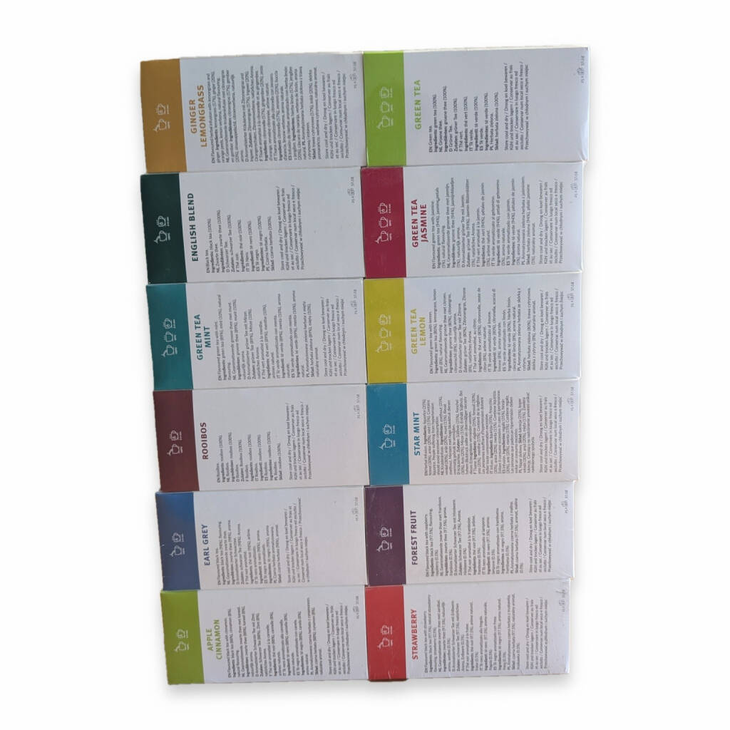 Sortimentshylsa - Sunleaf - 12 x 25 tepåsar