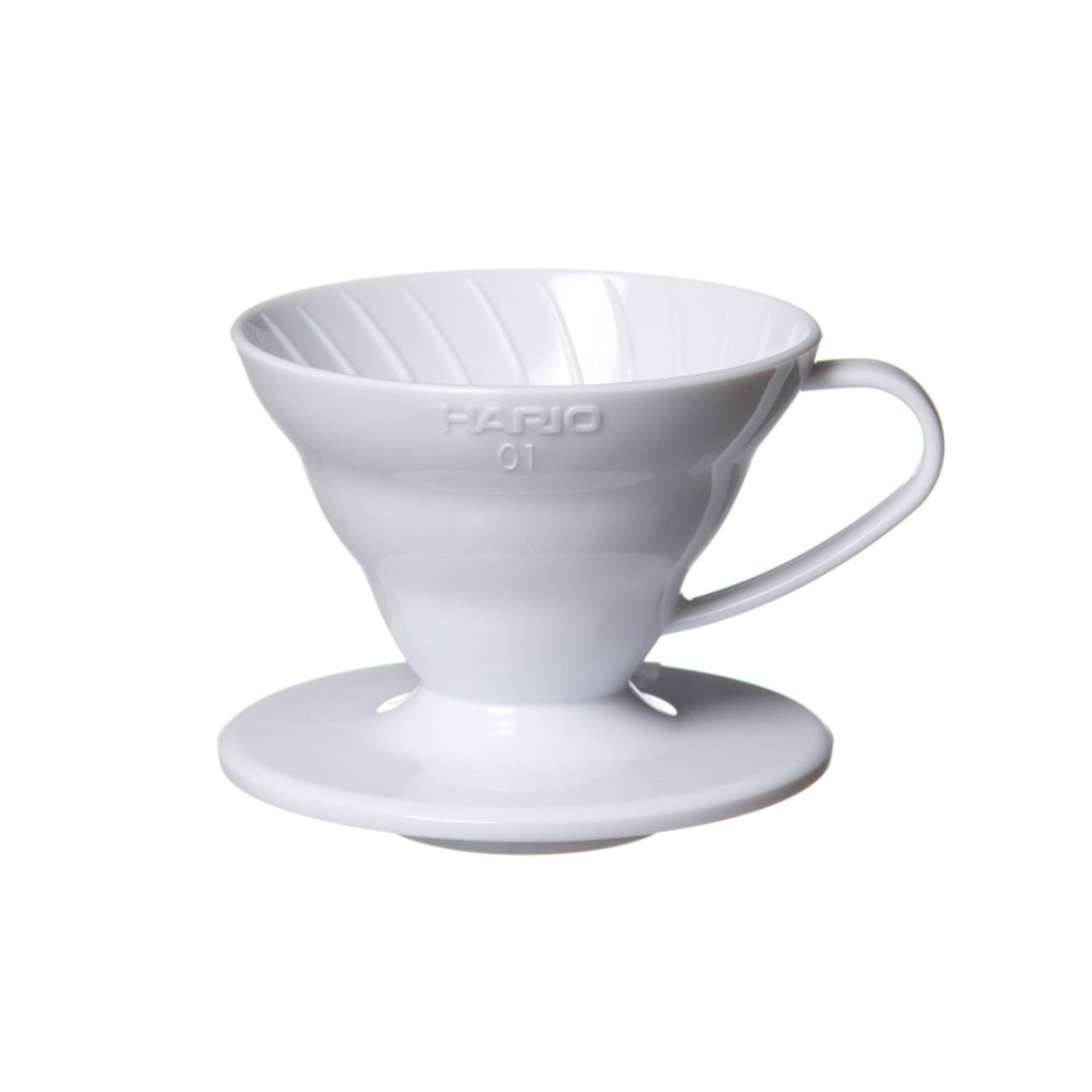 Hario V60 dripper i plast, vit, storlek 01