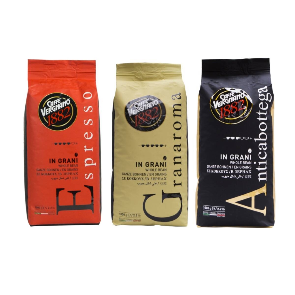 Caffè Vergnano kaffebönor provpaket 3 x 1 kg