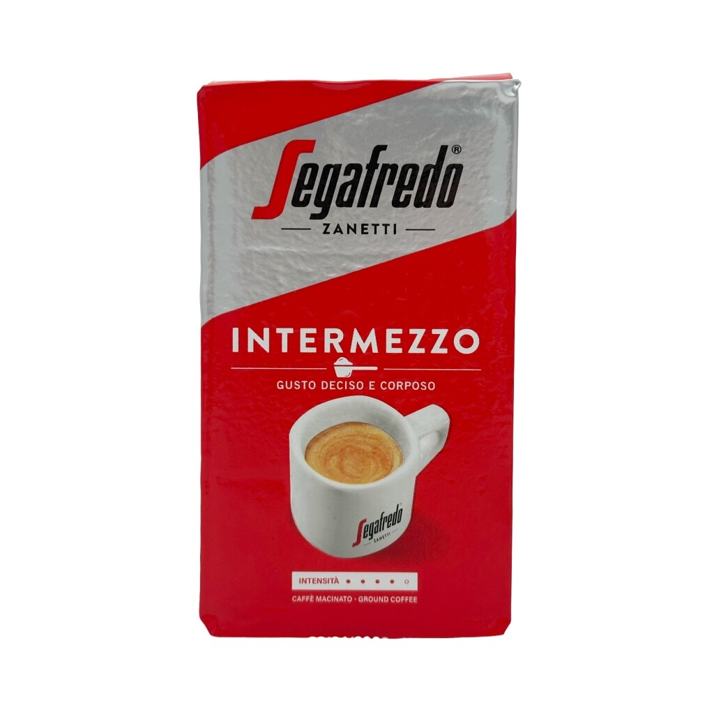 Framsida av en vakuumpåse malet kaffe från Segafredo Intermezzo 250 g