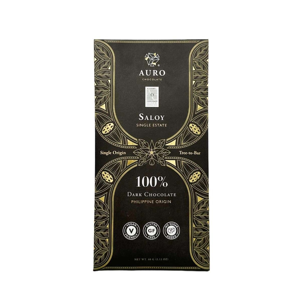 En kaka mörk choklad med smak av saloy från Auro