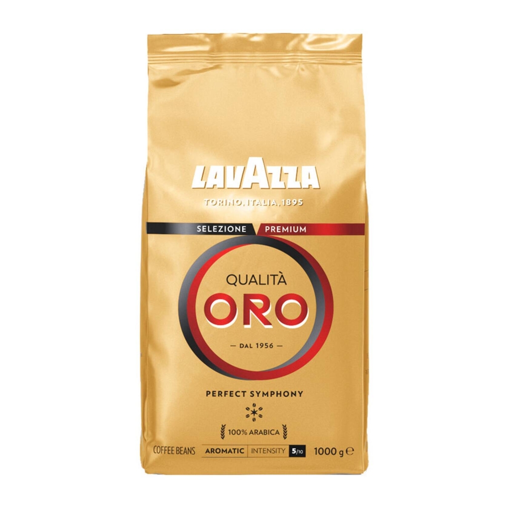 En påse Lavazza Qualità Oro kaffebönor, 1 kg