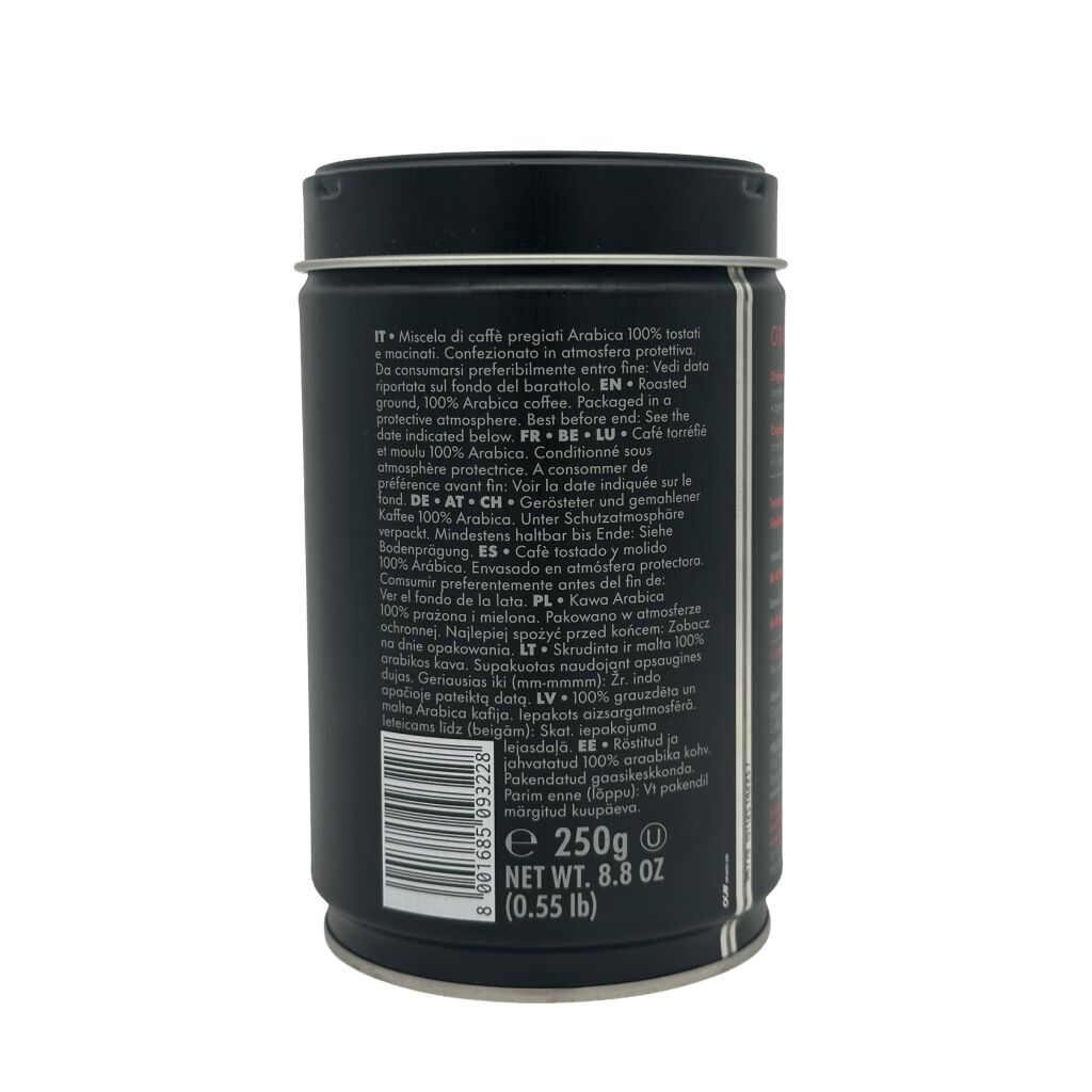 Baksida av Pellini Top malet kaffe i burk, 250 g