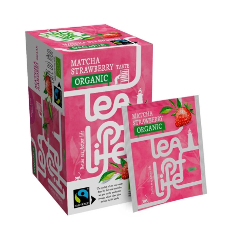 Grönt te matcha jordgubb - ekologiskt & Fairtrade - Tea of Life - 25 tepåsar