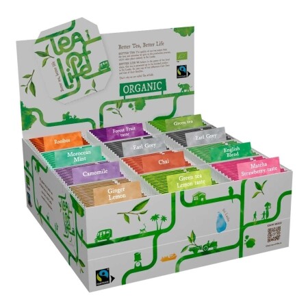 Sortimentsdisplay - ekologiskt & Fairtrade - Tea of Life - 120 tepåsar