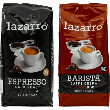 Lazarro Beans Duo - Dark Roast & Caffè Crema 2 x 1 kg