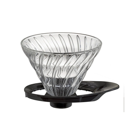 Hario V60 dripper - glas med svart hållare, ny modell - storlek 02 (VDGR-02-B)