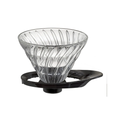 Hario V60 dripper - glas med svart hållare, ny modell - storlek 02 (VDGR-02-B)
